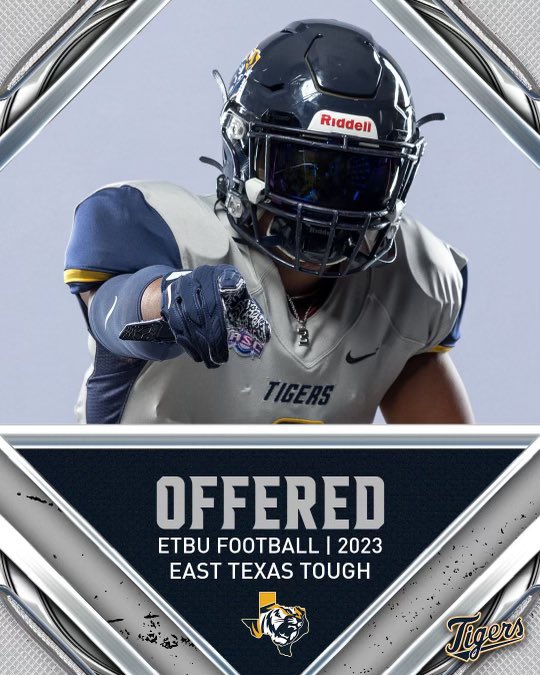Blessed to say that I have received my second football offer from East Texas Baptist University🔵🟡 <a href="/Coachjd/">CoachJD</a> <a href="/coach_pennywell/">Coach Pennywell</a> <a href="/Coach_JJackz/">Coach J. Jackz M.S.</a> <a href="/JebSpinney/">Jeb Spinney</a> <a href="/football_bolton/">Bolton Bear Football</a>