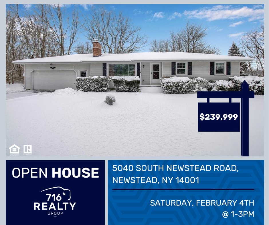 🚨OPEN HOUSE🚨
🏠5040 South Newstead Road, Newstead, NY 14001
💰$239,999
📆Saturday, February 4th
⏰1-3PM
.
.
.
#716RealtyGroupWNY #BuywithUs #TrustUs