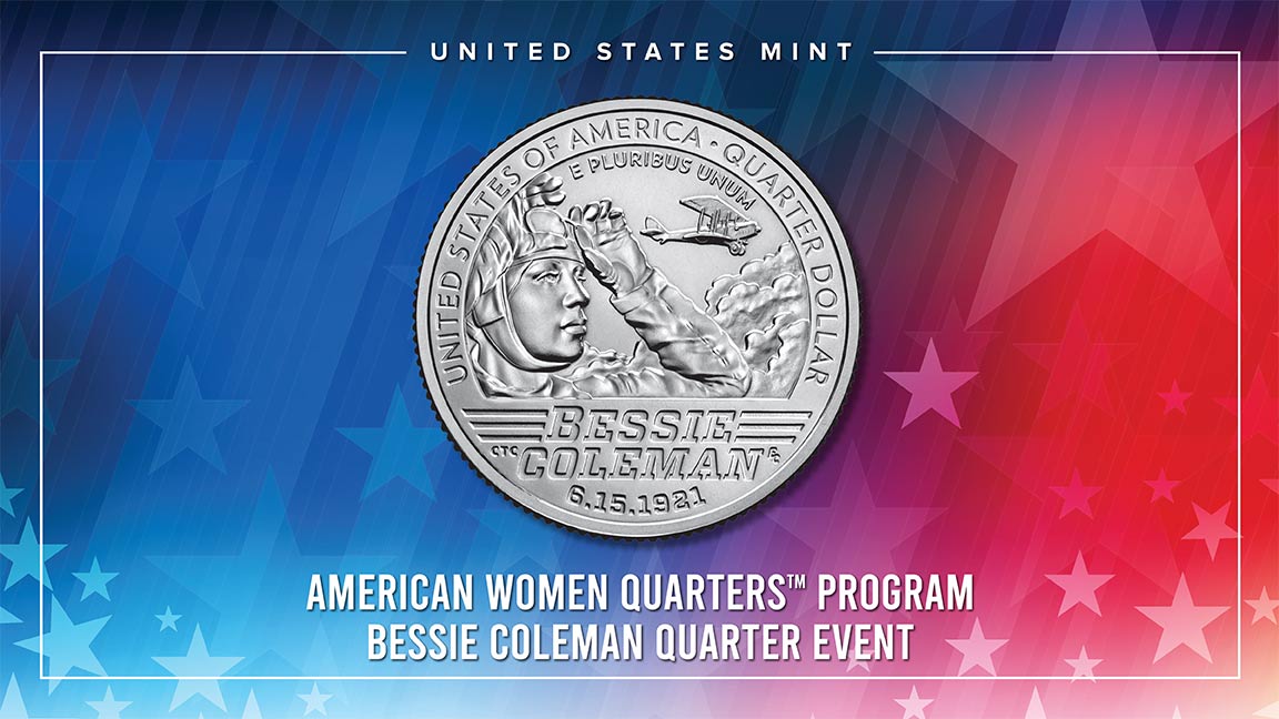 On February 18, join the U.S. Mint, @womenshistory, and the @smithsonian American Women's History Museum to celebrate the release of the Bessie Coleman Quarter at the @DuSableMuseum. Visit bit.ly/2seJBgb for more information. #HerQuarter