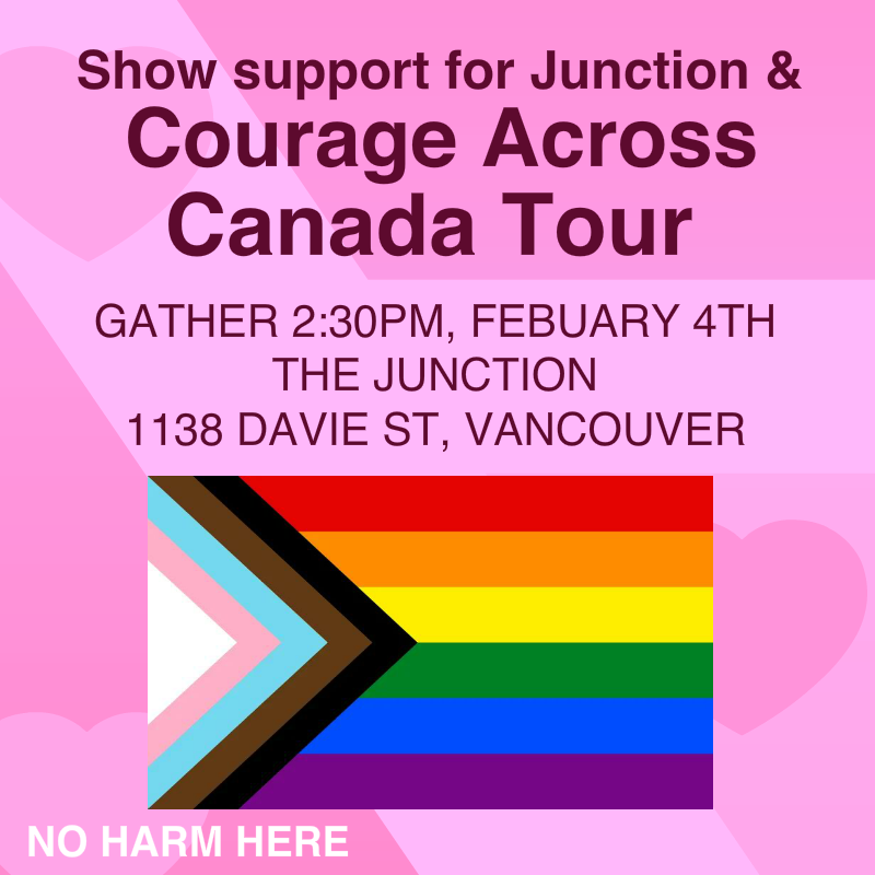 🦄DRAG DEFENDERS🦄
Vancouver bigots are mad about #DayofPink & @itsqueenicesis' Courage Across Canada tour. We worry that individuals promoting Gays Against Gr--mers & related transphobia may come to the West End. Gather in front of Junction to show some love & keep the hate away