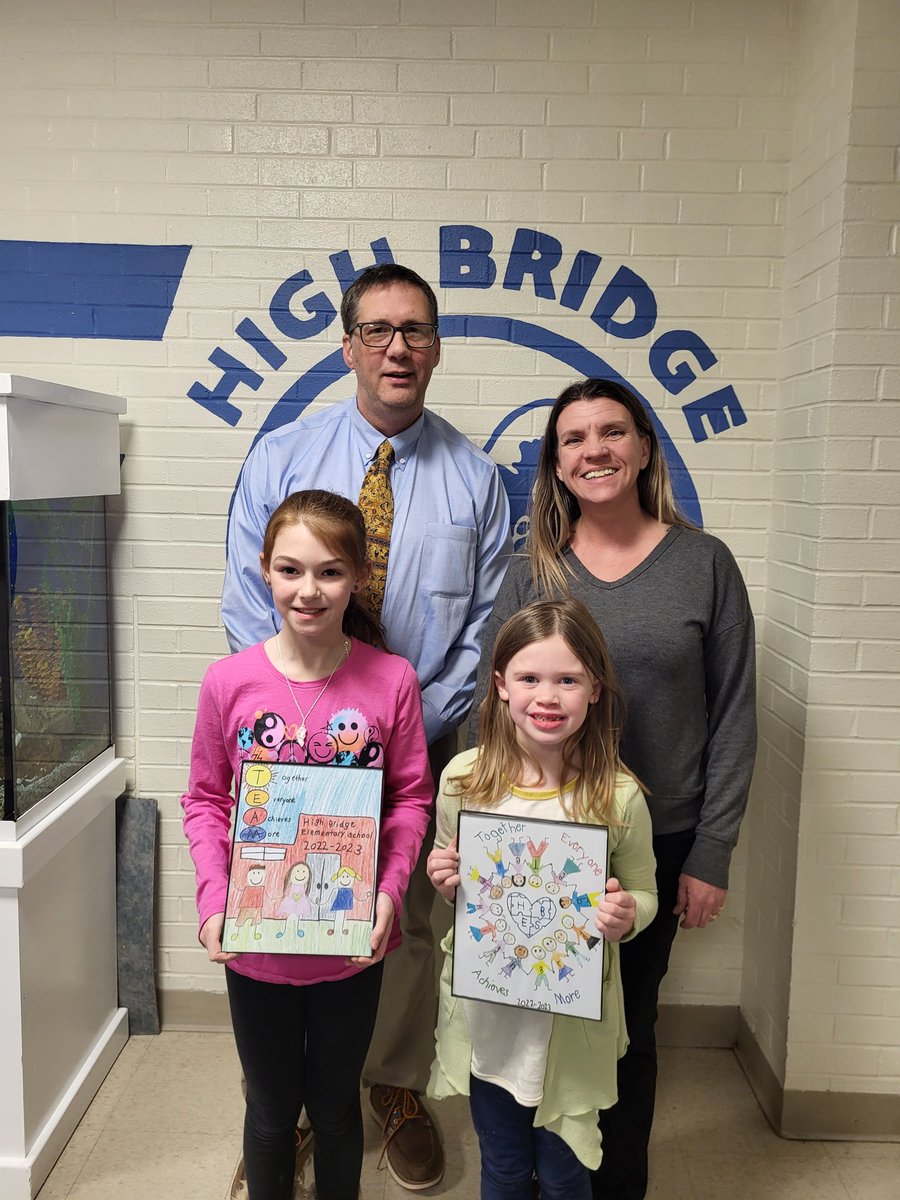High Bridge students with their art work which was picked to be on the cover of this year's yearbook!