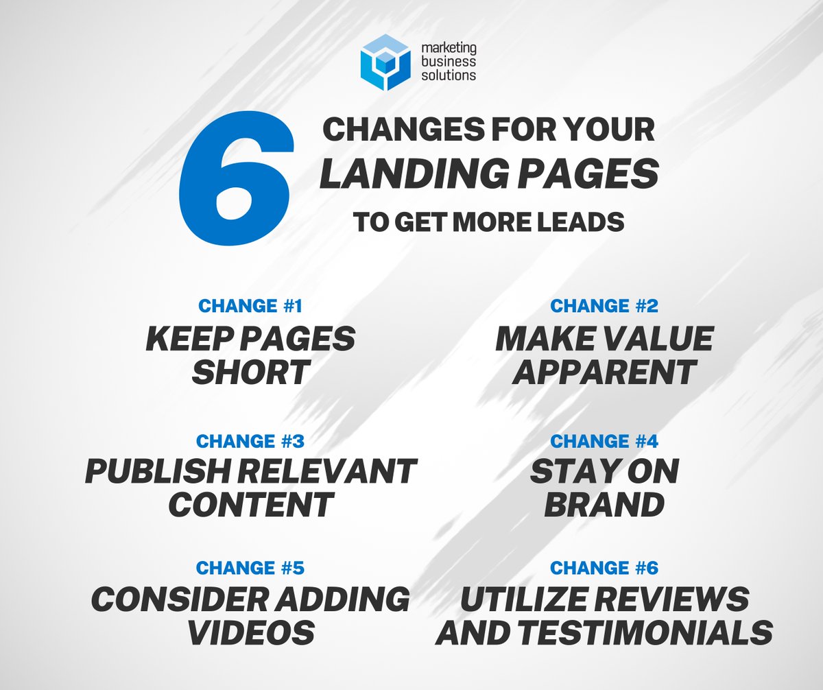 MBSManaged's tweet photo. Are your landing pages deterring customers instead of attracting them? Make these 6 changes to your landing pages and watch the leads pour in. 

#marketing #marketinghelp #landingpages #marketingbestpractices #branding https://t.co/4VLBTYOI83
