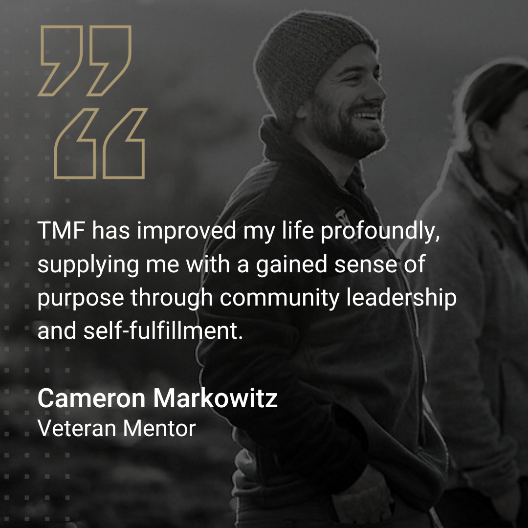 TMFoundation's tweet photo. Veterans like Cameron often feel disconnected from civilian life when they leave the military. But through our #CharacterDoesMatter youth mentorship program, they rediscover their passion for service. 🙌 #IfNotMeThenWho https://t.co/9steTZ1WH7