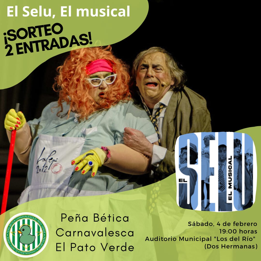 pbelpatoverde's tweet photo. 🎉🅂🄾🅁🅃🄴🄾 🄲🄰🅁🄽🄰🅅🄰🄻🎉

Sorteamos dos entradas para *"EL SELU  EL MUSICAL"* el próximo Sábado 4 de Febrero a las 19:00h.

Para participar :
🎉 Hacer Rt 
🎉Seguirnos en Twitter

🎭 Plazo máximo para participar: mañana 3 de Febrero hasta las 22:00h . https://t.co/Qjn3lkH09I
