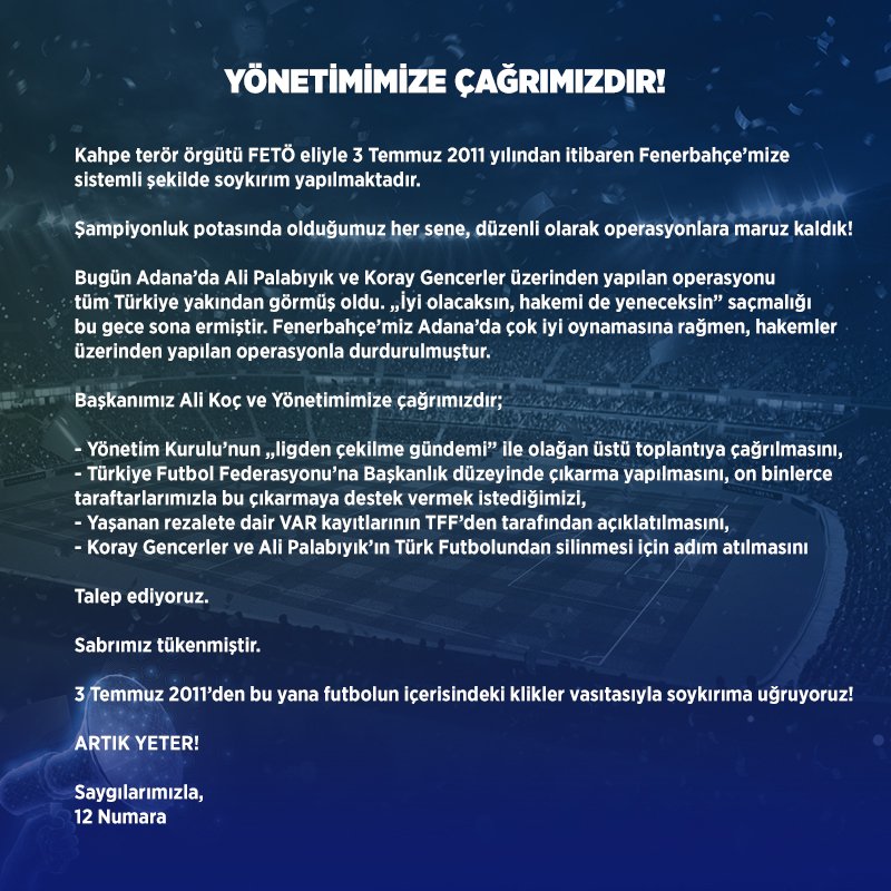 12numaraorg's tweet photo. #BİLDİRİ YÖNETİMİMİZE ÇAĞRIMIZDIR! #ADSvFB https://t.co/p21fbd7TGH