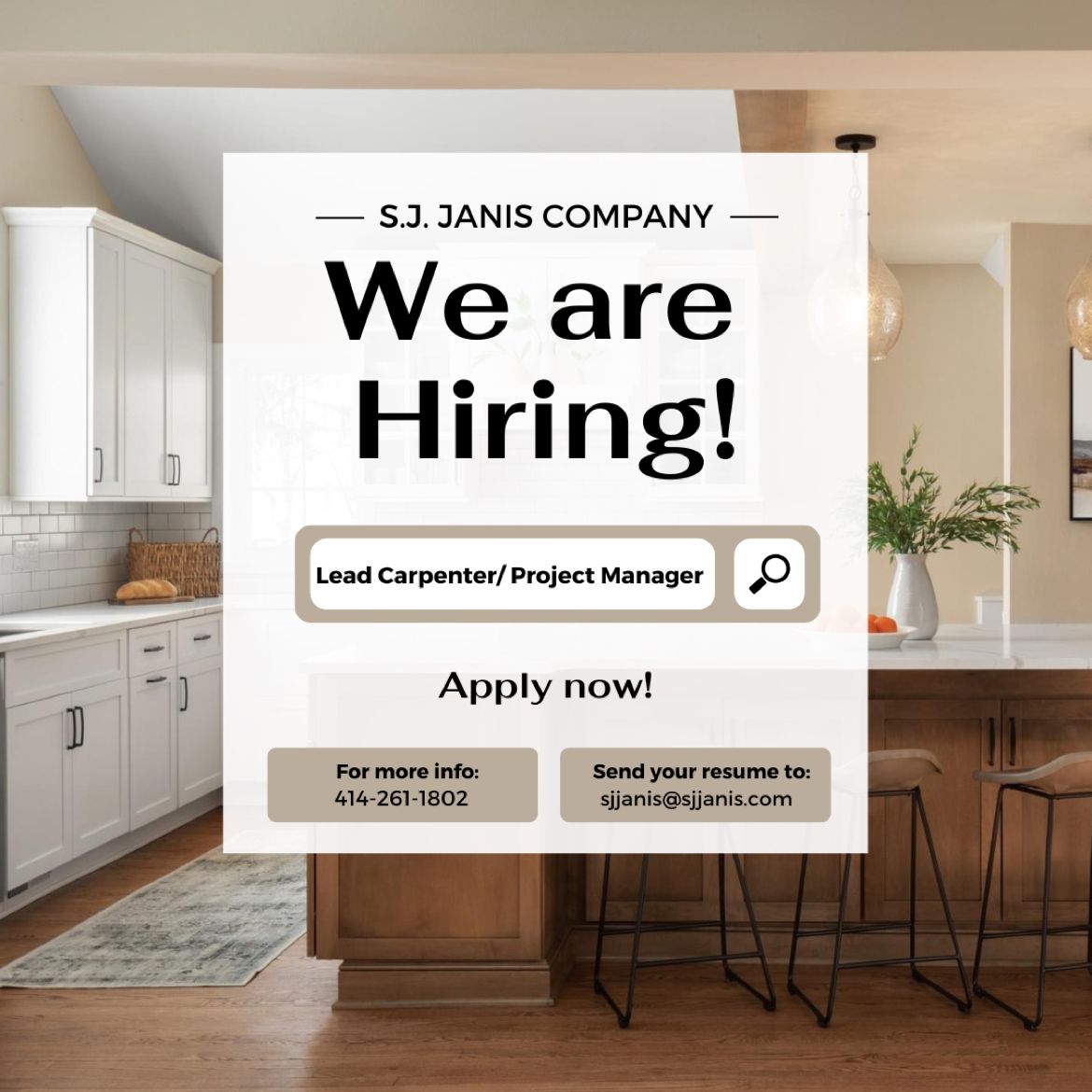 SJJanis's tweet photo. ✨✨NOW HIRING✨✨
If you’re interested in pursuing an exciting career in residential remodeling, S.J.Janis Company, Inc. is providing the opportunity for those willing to accept the challenge of learning from the best craftsmen in the industry. https://t.co/95E9Morrjv