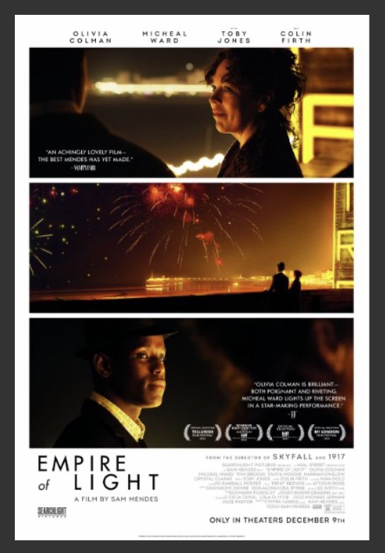 From Friday 3rd February 
EMPIRE OF LIGHT
#sammendes #oliviacolman #ColinFirth #rogerdeakins