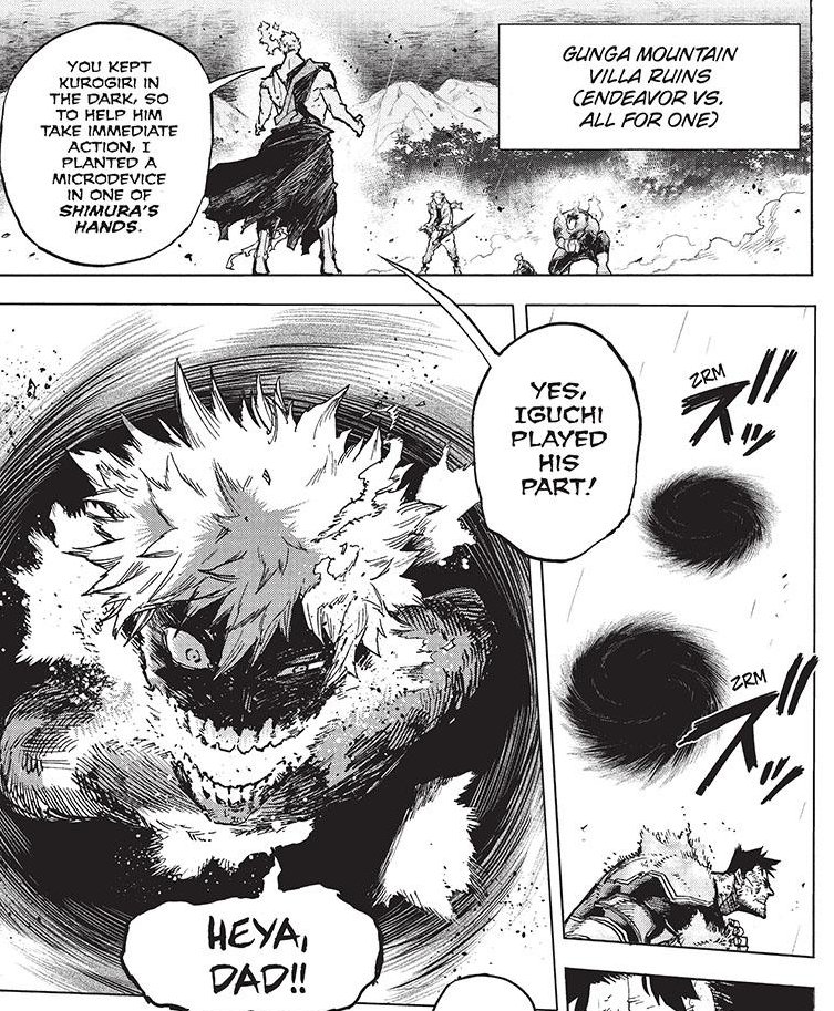 Hawks was redrawn and more details to the forest behind him. Dabi has his improved heat effect and some of his screentone were missing in the weekly. 