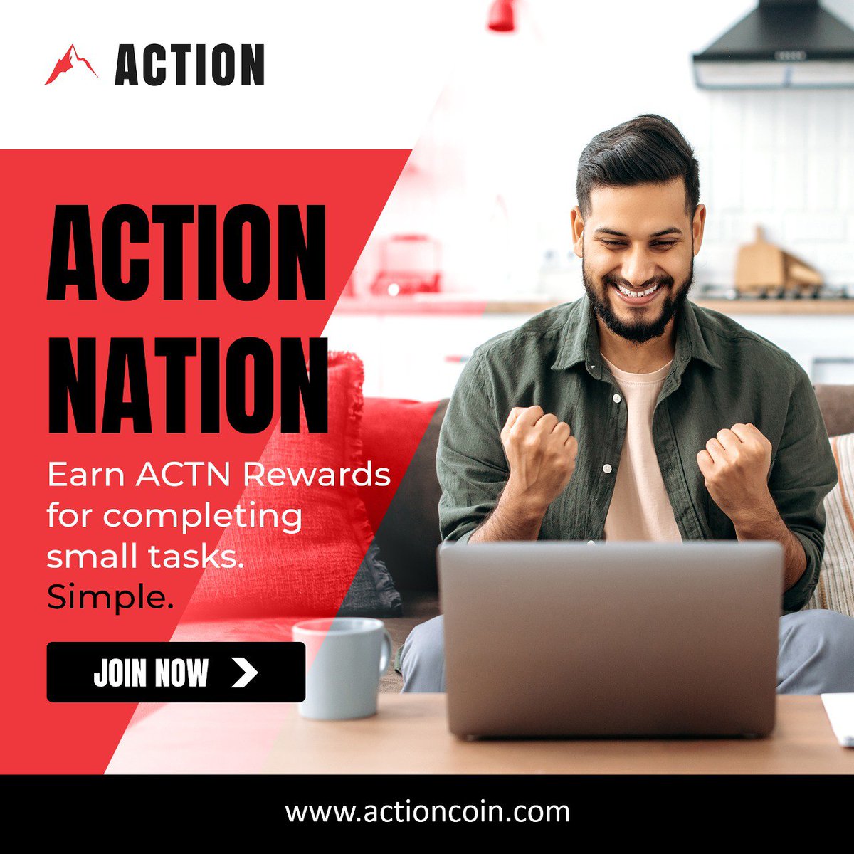 actioncoin's tweet photo. Receive $ACTN Rewards for completing easy tasks that benefit the Action Coin Community.

Simple.

Subscribe now to be notified when it is time for Action 🚀

https://t.co/nzIZhVrk50

#Crypto #CryptoRewards https://t.co/1acWIIcup4