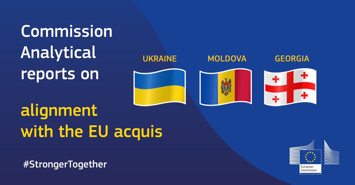 Today, we published our analytical reports on 🇺🇦#Ukraine, 🇲🇩#Moldova &amp; 🇬🇪#Georgia’s alignment with the #EU acquis, complementing our earlier 2022 opinion on 🇺🇦🇲🇩🇬🇪's EU membership application.
 
We continue to support 🇺🇦🇲🇩🇬🇪 on their EU paths.