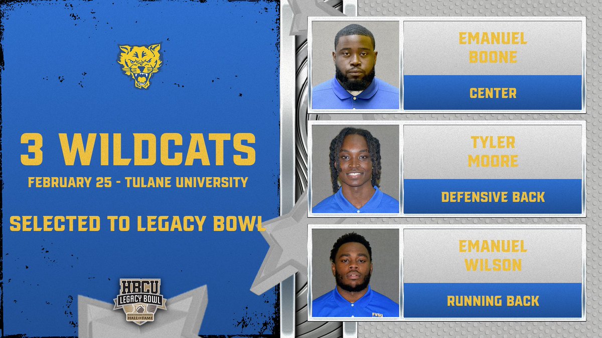 FVSUATHLETICS's tweet image. Wildcats Boast Three on 2nd Annual HBCU Legacy Bowl Final Rosters fvsusports.com/news/2023/2/2/…