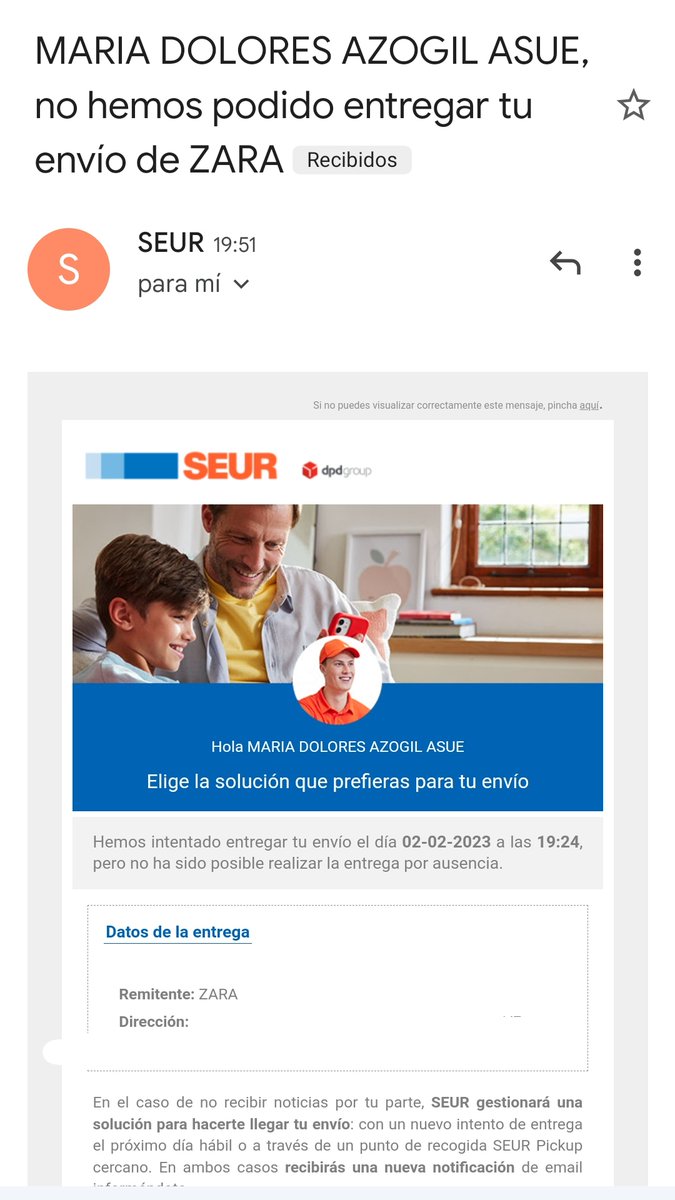 No me muevo de casa esperando paquetes pero para <a href="/SEUR/">SEUR</a> nunca estoy en casa. Que casualidad y en que mala calle vivo para vosotros. Casualidad también que nunca me llaman para comprobarlo. Me parece increíble