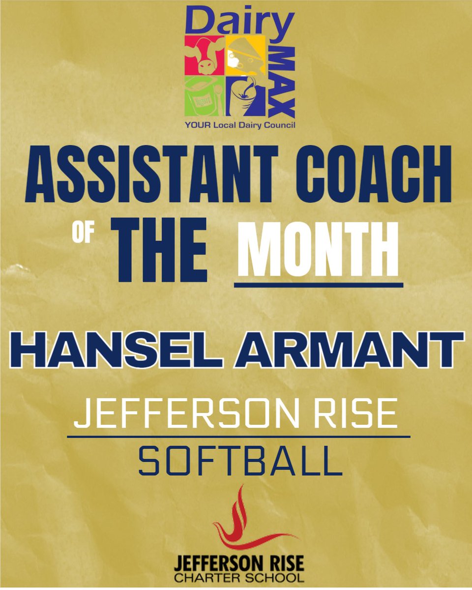 LHSAAsports's tweet photo. Congratulations to the LHSAA @DairyMAX Assistant Coach of the Month, Hansel Armant of Jefferson Rise! https://t.co/0l1NIxqPkM