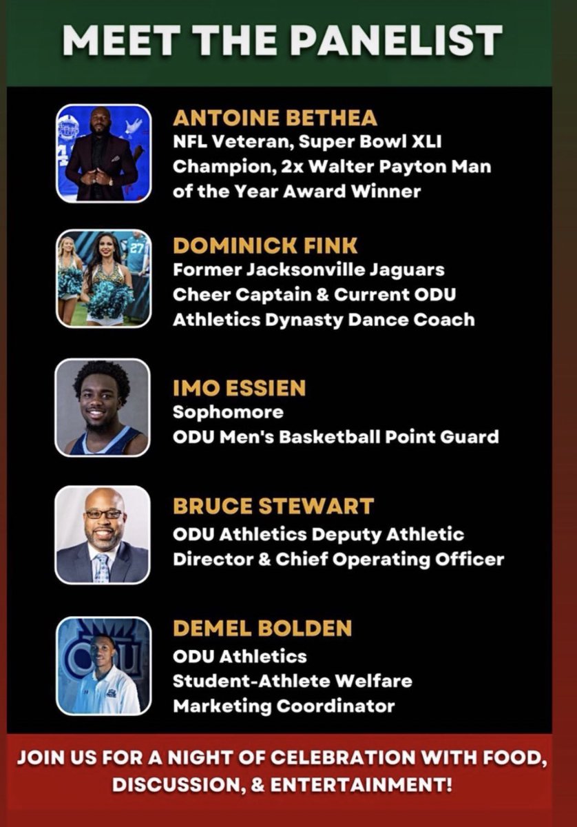 loveimoben's tweet photo. Black History Month @ ODU will kick off with “Curators for Change,” a panel discussion on African Amer. culture in sports ft. community leaders &amp; Imo. We are very proud of Imo for representing in a manner to afford himself such an opportunity. @BishopLynch @CityofWylie 🙏🏾 #chosen https://t.co/auEYXm8Ru3