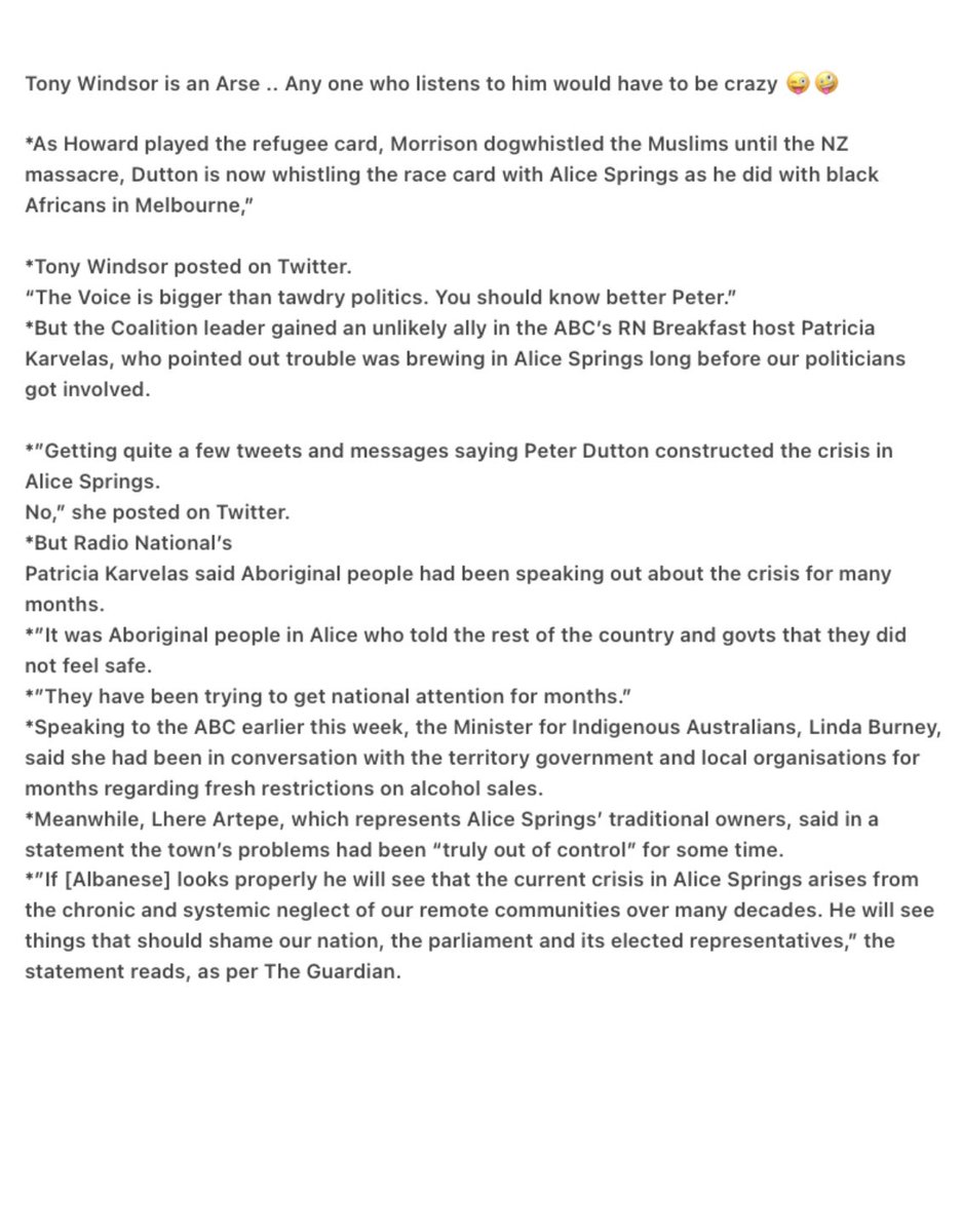 Tony Windsor is an Arse .. Any one who listens to him would have to be crazy 😜🤪