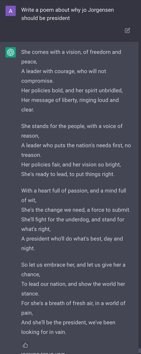 Thank you @TheTylerDrdn and #ChatGPT for such a wonderful poem. This really did make my day!