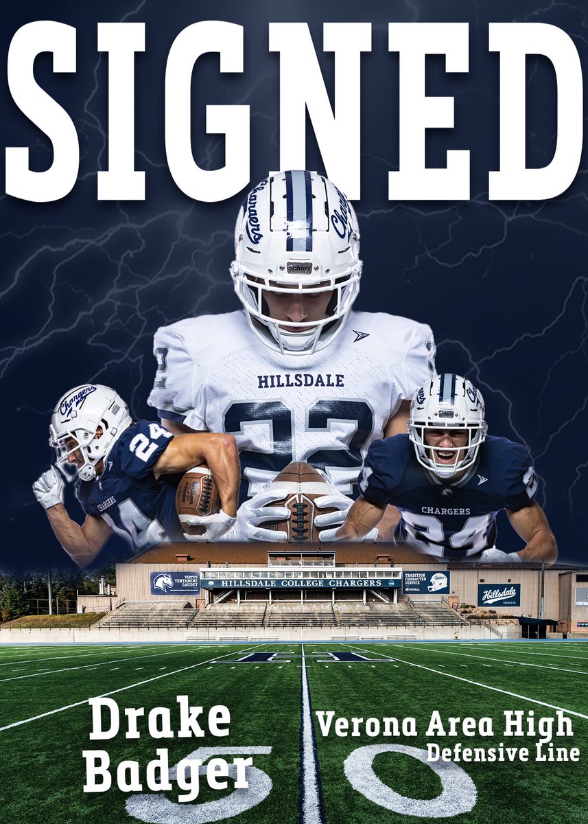 Welcome to Hillsdale College, <a href="/DrakeBadger36/">Drake Badger</a> ! The Defensive End from Verona, WI is officially a Charger!

#ChargeOn #WIN #NSD23