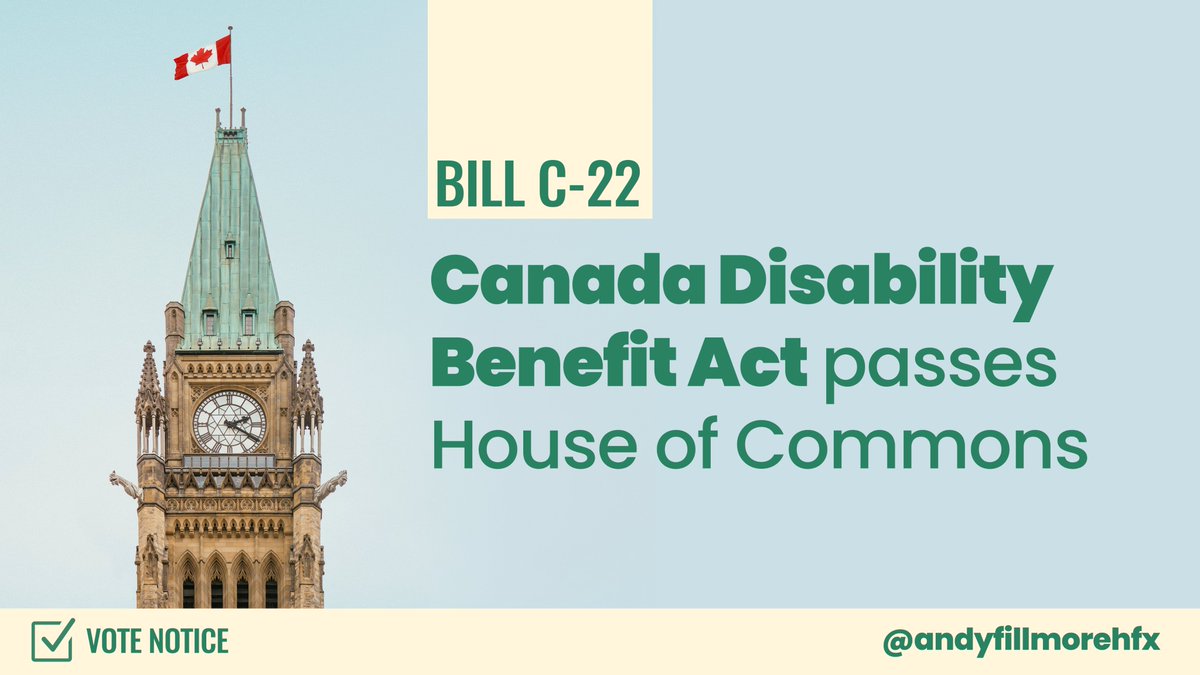 JUST NOW → The Canada Disability Benefit Act has passed the House of Commons ✅

This benefit will provide financial support to low-income Canadians with disabilities, who are 2x more likely to live in poverty. This bill will make a difference.

Now it's over to the Senate!