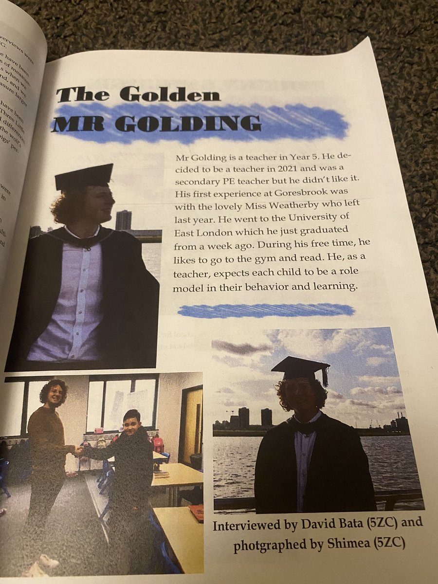 It was a pleasure being interviewed by David and Shimea. They were not afraid to ask the hard-hitting questions and produced an amazing piece, one I will keep forever. From first page till last a fantastic read, all involved should be proud👏🏻 <a href="/GbsGazette/">GBS Gazette</a>