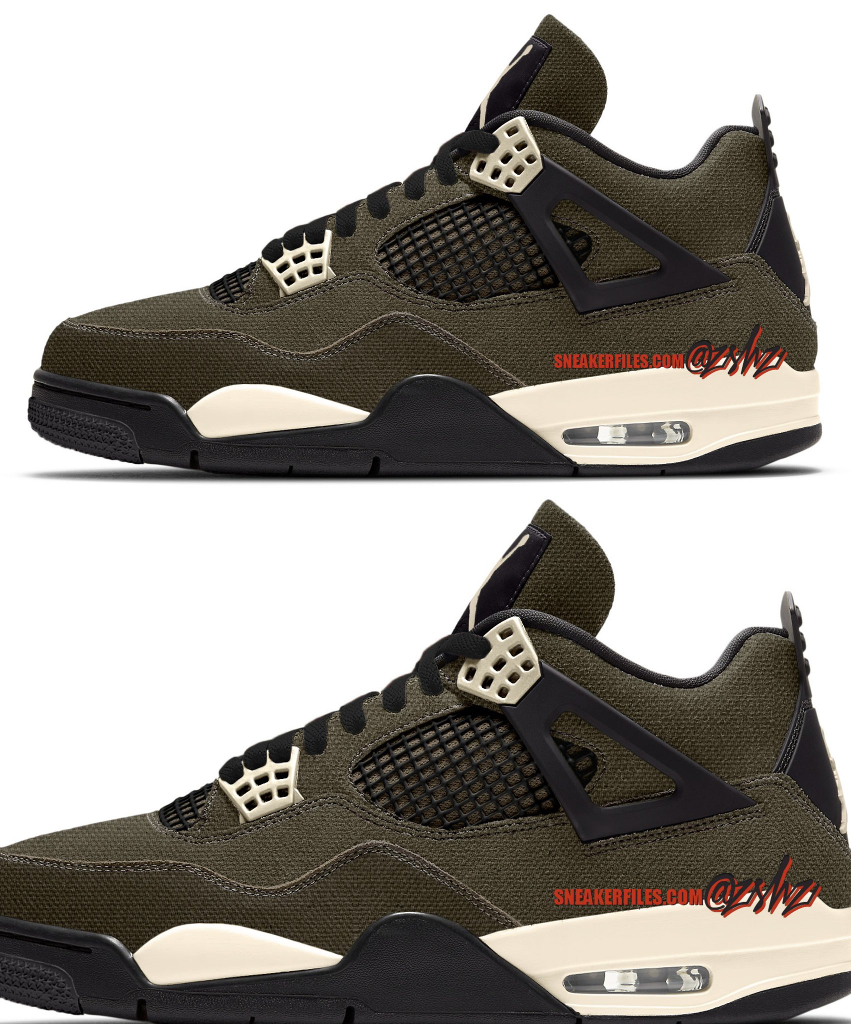 zSneakerHeadz on X EXCLUSIVE Olive Canvas Air Jordan 4 releasing Holiday 2023. https t rZIIYHqSwC X
