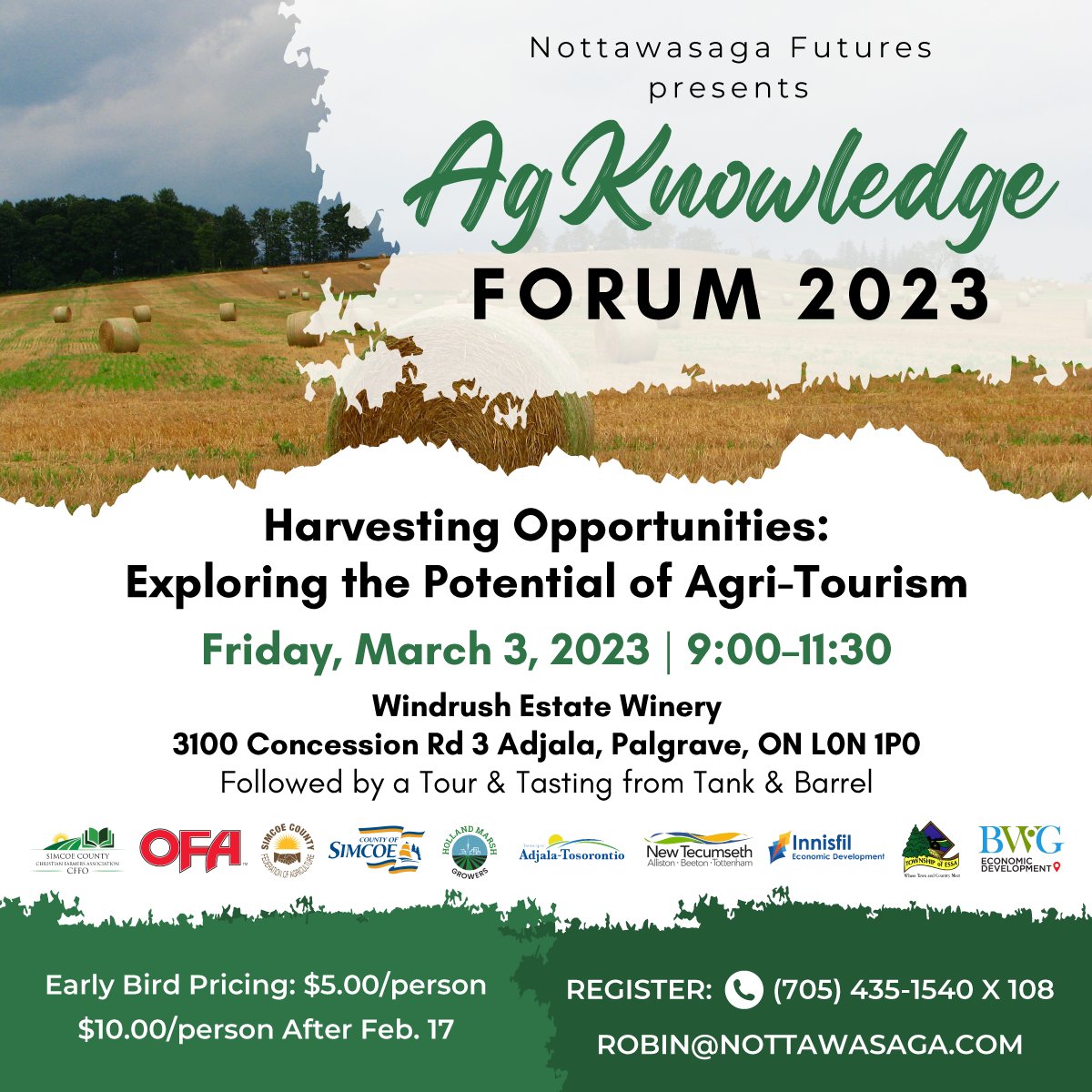 At the March 3 2023 AgKnowledge Forum Meet Kevin Vallier of @farmfreshON Kevin will be speaking about marketing for success & the growth of agritourism. email robin@nottawasaga.com to register @adjtostwp @TownofBWG @EDCEssa @townofinnisfil @NewTecumseth @simcoecountyEDO