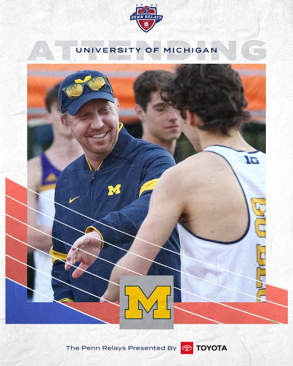 pennrelays's tweet image. Announcing another program headed to the #2023PennRelays presented by @Toyota!

Coach Sullivan and @UMichTrack are geared up for a return to Franklin Field this year, a place where the Blue have had a lot of success!

Buy your tickets today...
🎟️bit.ly/36UNgrb