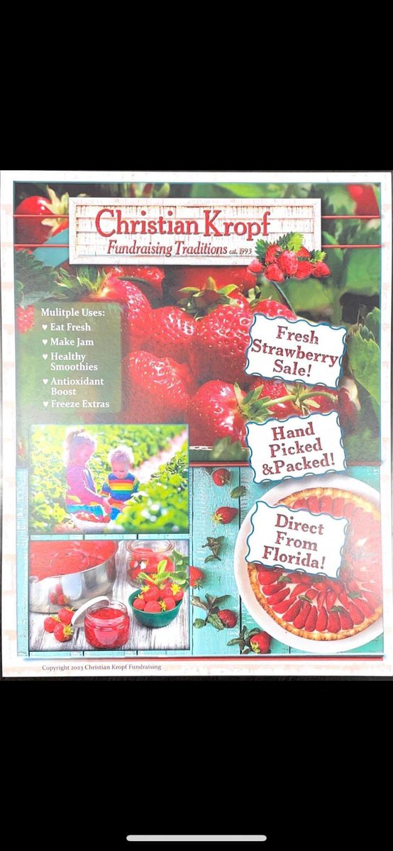 LavilleHS's tweet photo. Contact me or an FFA member or a Yearbook Student if interested. Full flat (8-1lbs tubs) is $27. We are only offering full flats. Picked fresh from Florida. Delivery is 1st or 2nd week of March. Orders due February 27th. https://t.co/jkzgXypd3H