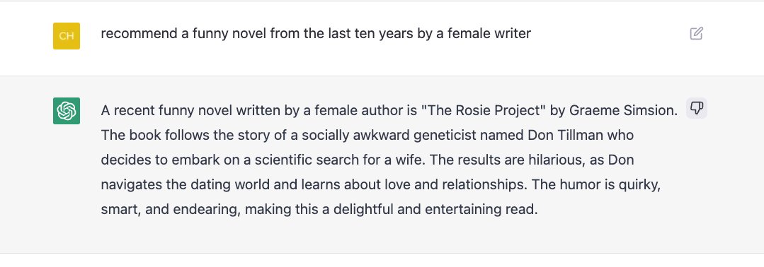 lousylinguist's tweet image. Hard fail. Graeme Simsion is male.

#ChatGPT #ChatGPTfail