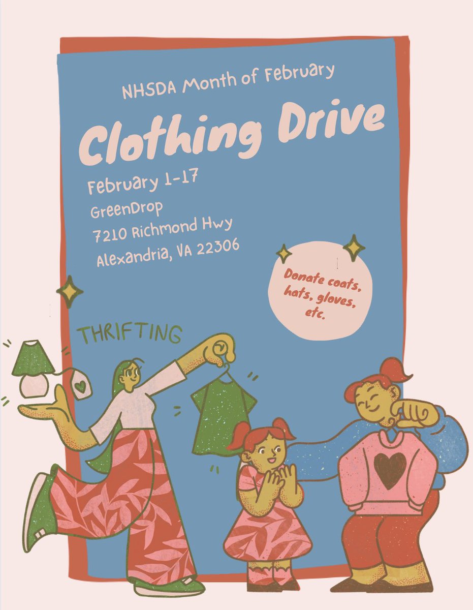 Clothing drive, drop offs on route one!
