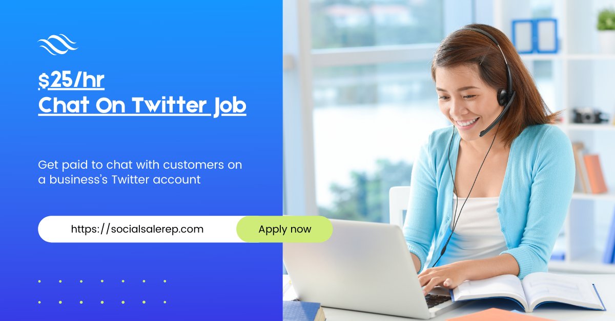 Chat On Twitter Job - $25/hr

This is a job posting for online jobs where you get paid to chat with customers on a business’s Twitter account. These are remote positions, meaning you log in online to do the work, 
bit.ly/3HT5YyV
