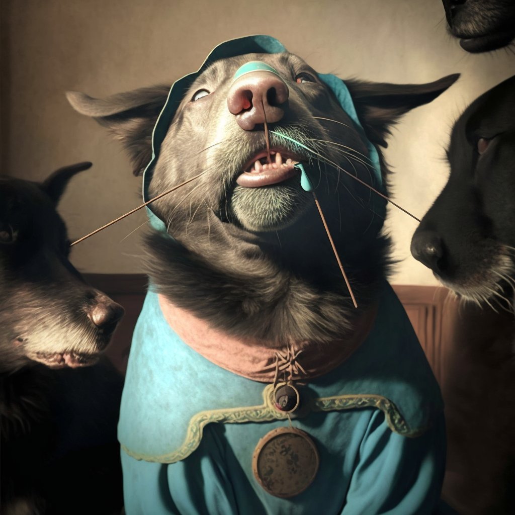 jsrphotos's tweet image. I asked #MidJourneyAi to reimagine this derpy Wilder photo as if done by Hieronymus Bosch and I am thoroughly glad I did.
#aiart #derpydog #rescuedog