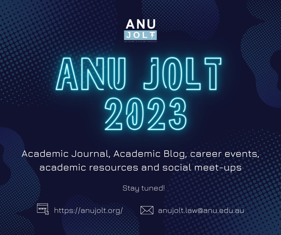 ANU JOLT has resumed work for 2023! We are excited to work on the next issue of our academic Journal and have planned a range of career, academic and social events for this year. Stay tuned and follow our other socials for updates! linktr.ee/anujolt