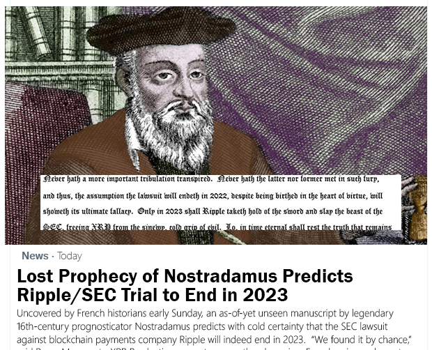 XRP_Productions's tweet photo. This news story from early 2022 was SO accurate! 😮

#SECvsRipple #XRP #XRPtheStandard #Nostradamus https://t.co/p3lEPjr4aH