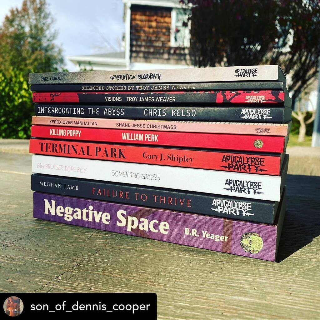 SJXSJC's tweet photo. “Posted @withregram • @son_of_dennis_cooper @apocalypsepartypress stack. #book #bookstagram #books #booklover #bookworm #booknerd #bookish #bookstagrammer #bookaddict #reader #bookaholic #bookphotography #indie #booksofinstagram #bookcommunity #bookb… https://t.co/tSHf4V9sFO https://t.co/lLb5Mtnk8c