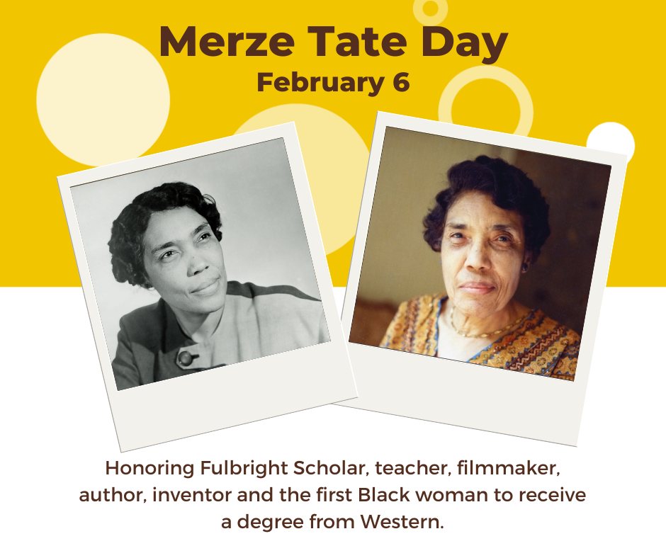Learn more about Dr. Merze Tate and her legacy on Merze Tate Day where Dr. Barbara Savage will be visiting campus for a special event to honor the life of Western's trailblazing alumna. Join us Monday, Feb. 6 at 4 p.m. in Fetzer Center's Kirsch Auditorium.
ow.ly/ymyW50MIgIM