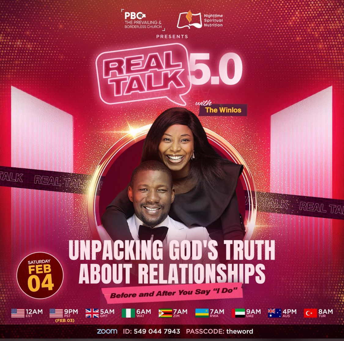 pbc_global's tweet photo. Real talk 5.0 with @thewinlos is live this weekend...Unpacking God's truth about relationships
Lead Steward: @DammyJesusLoverΒ Β
Time: 12AM(EST) 5AM (GMT) 6AM (WAT) 9AM(UAE) 4PM(AUS)
Date: Saturday, 4th of February
#NSN #PBCGlobal #RighteousBoldness #NighttimeSpiritualNutrition https://t.co/RTsojGpklG