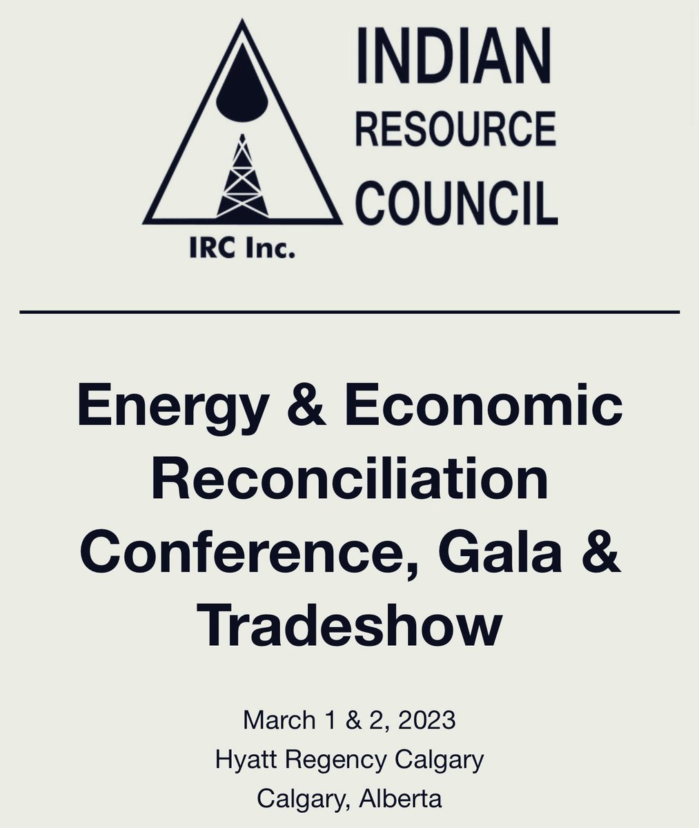 Economic Reconciliation and Energy Conference

When:   Wed, March 1st & Thurs, Mar 2nd, 2023

Where:  Hyatt Regency, Calgary, AB

Panel discussions, trade show , networking sessions and the awards gala. #Calgary #YYC #EconomicReconciliation #conference 

irccanada.ca/energyconferen…