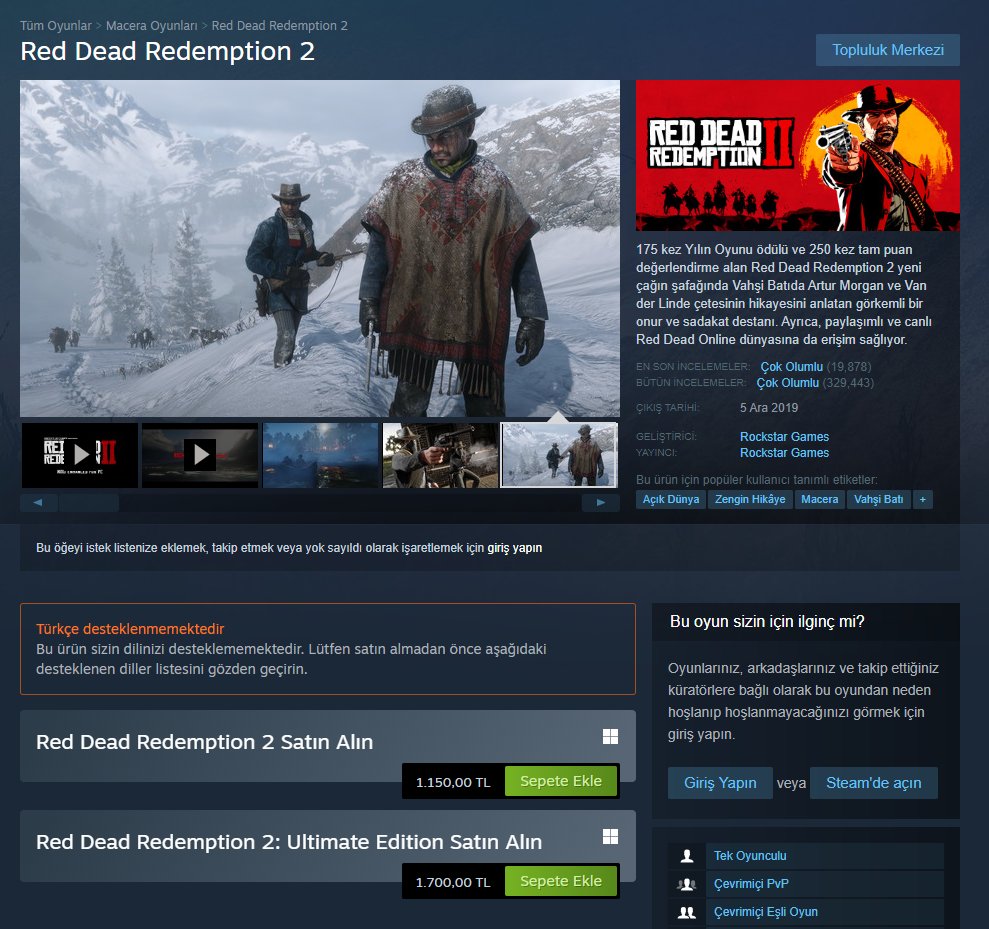 Steam: Red Dead Redemption II Ultimate Sale 