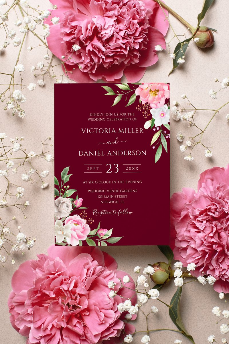 Burgundy Red Blush Pink Floral Elegant Wedding Invitation

An elegant floral wedding invitation featuring blush pink watercolor flowers with modern handwritten calligraphy on a burgundy red background.

bit.ly/3Rq8ccl

#weddinginvitations #autumnwedding #zazzlemade