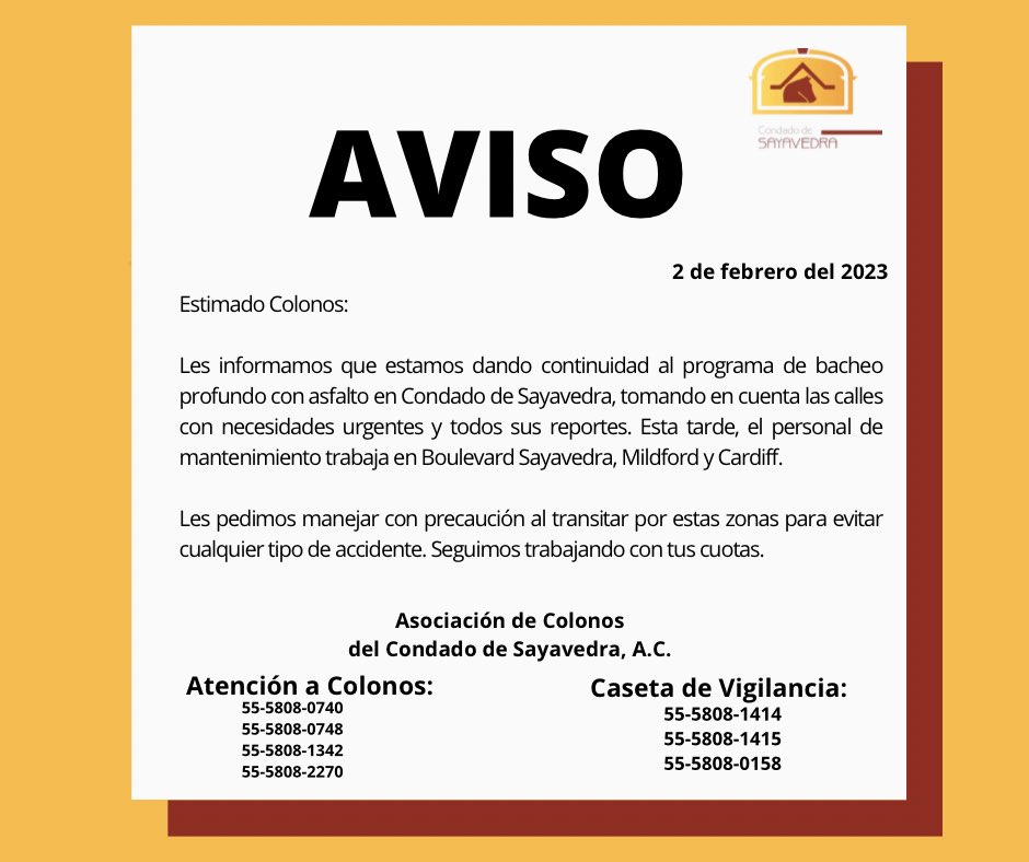 Ac_Sayavedra's tweet photo. Continuamos con el programa de bacheo profundo en #CondadodeSayavedra.
Esta tarde, se trabaja en Boulevard Sayavedra, Milford y Cardiff. #juntosbacheamossayavedra https://t.co/EiQkd1I3pd