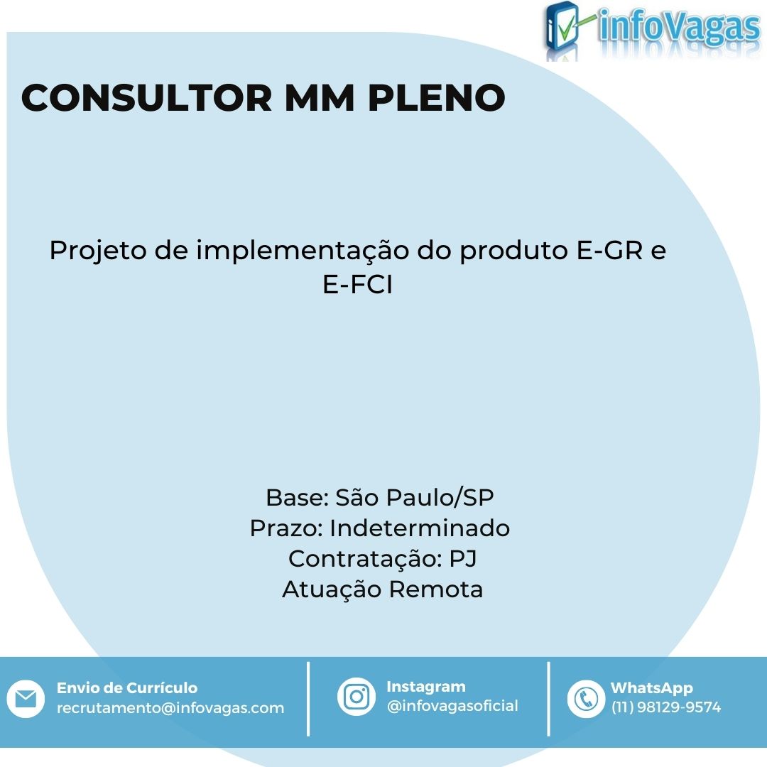 infovagas_of's tweet photo. COMPARTILHE COM SEUS CONTATOS !!
Envie o seu currículo para o e-mail recrutamento@infovagas.com
Contato/WhatsApp: (11) 98129-9574
#sap #consultorsap #sapjobs #sapbrasil #saperp #s4hana #sapmm #sapmmjobs #consultorsapmm https://t.co/tAXQhTBlwb