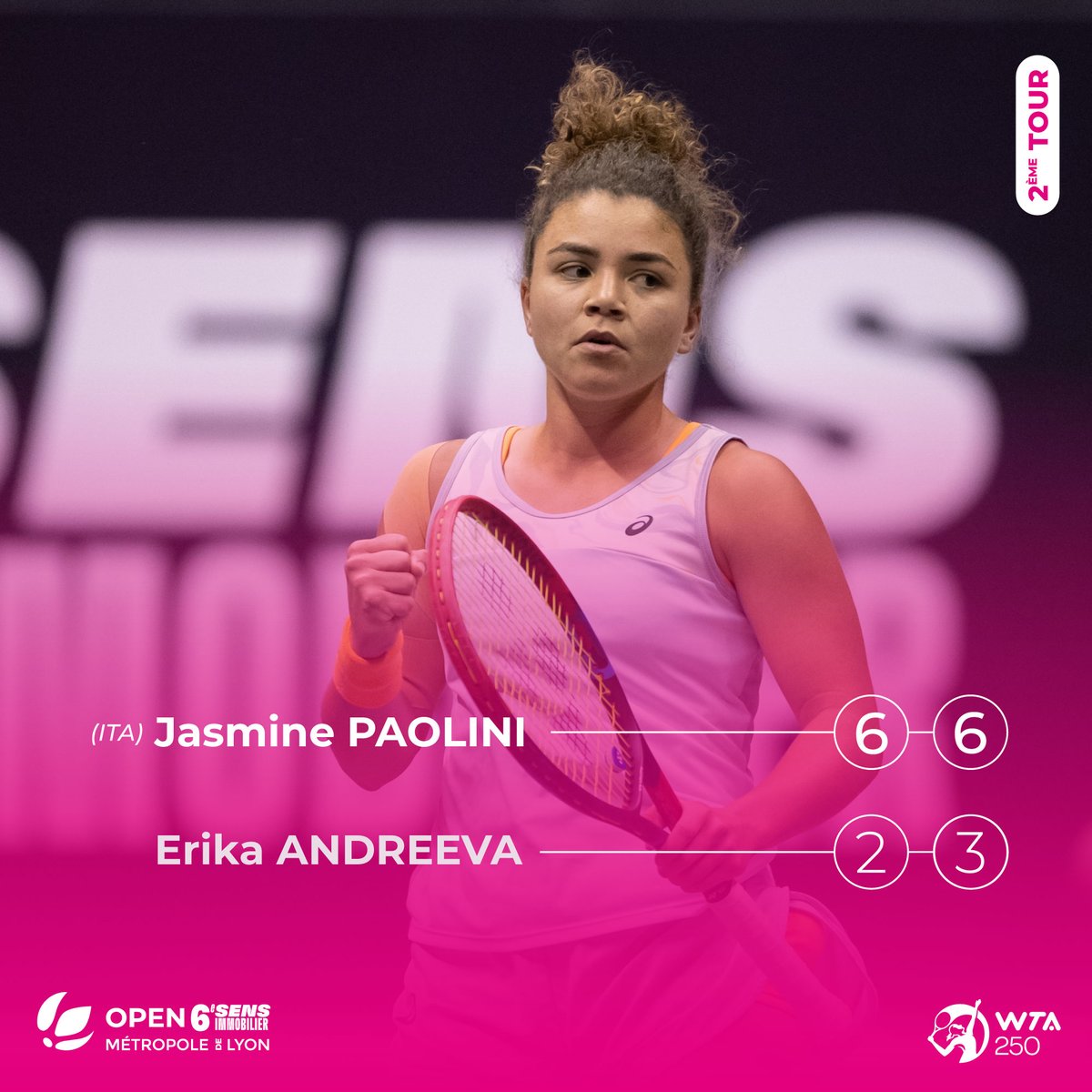 🎾 2E TOUR 🎾

#O6SML23 
<a href="/grandlyon/">Métropole de Lyon</a>
<a href="/villedelyon/">Ville de Lyon</a>
<a href="/WTA/">wta</a>