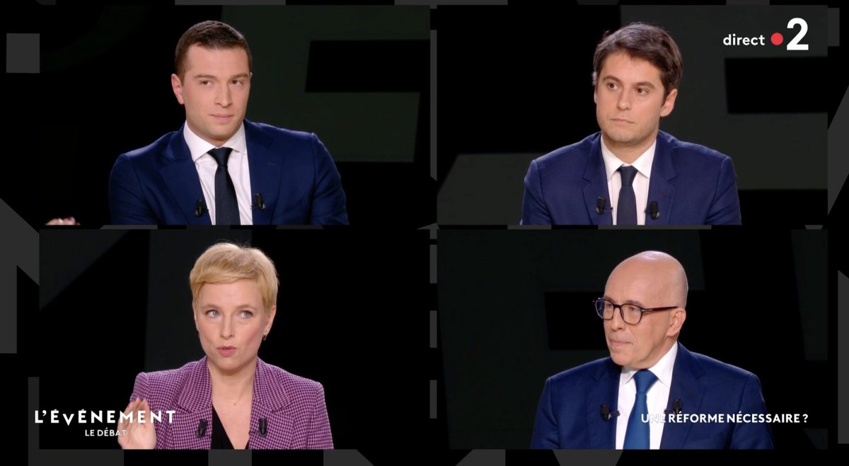tcabarrus's tweet photo. C'est drôle d'entendre #GabrielAttal mettre #ClemAutain devant ses contradictions: elle veut "plus de #pouvoirdachat" pour les salariés mais elle veut aussi #taxer les heures supplémentaires et donc appauvrir les salariés pour financer les #retraites. 🙃 https://t.co/lgh8VJfnyW