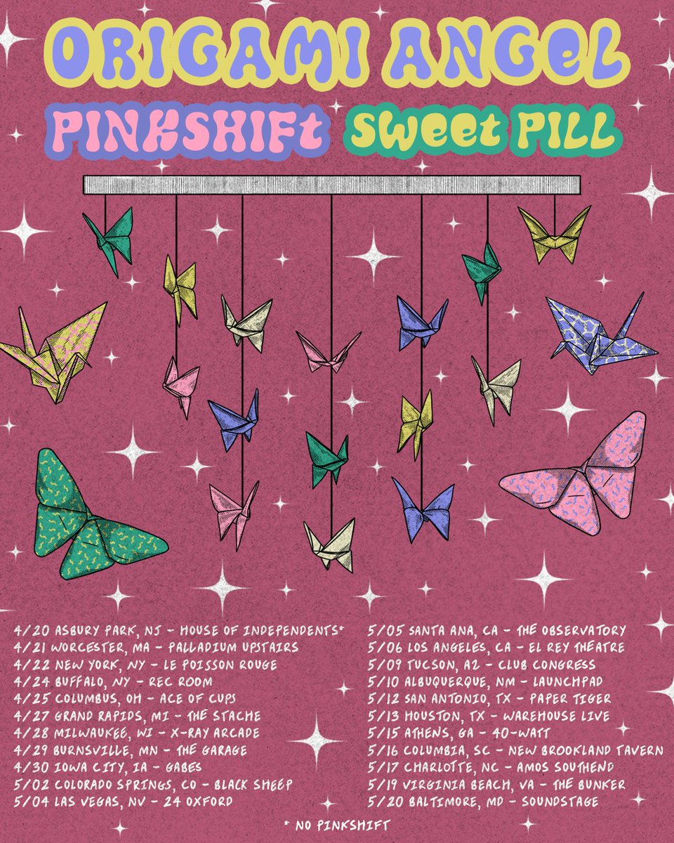 GAMIGANG's tweet photo. we’re touring this spring with @pinkshiftmd and @sweetpilll! 🦋 

tickets go on sale friday at 10am local

✍️🎨: Christine Kos https://t.co/FwqOvzcYxL