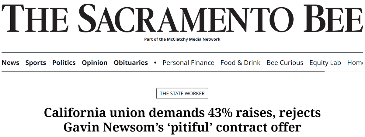 DrSCoffin's tweet photo. BREAKING:
California State Scientists soundly reject @GavinNewsom's ‘pitiful’ contract offer, citing 43% pay inequity with state engineers.

The offer would have increased most salaries ~4% by 2024 - a significant pay cut vs. inflation.
https://t.co/SvaMiPpVKK https://t.co/SCJETvEjw4