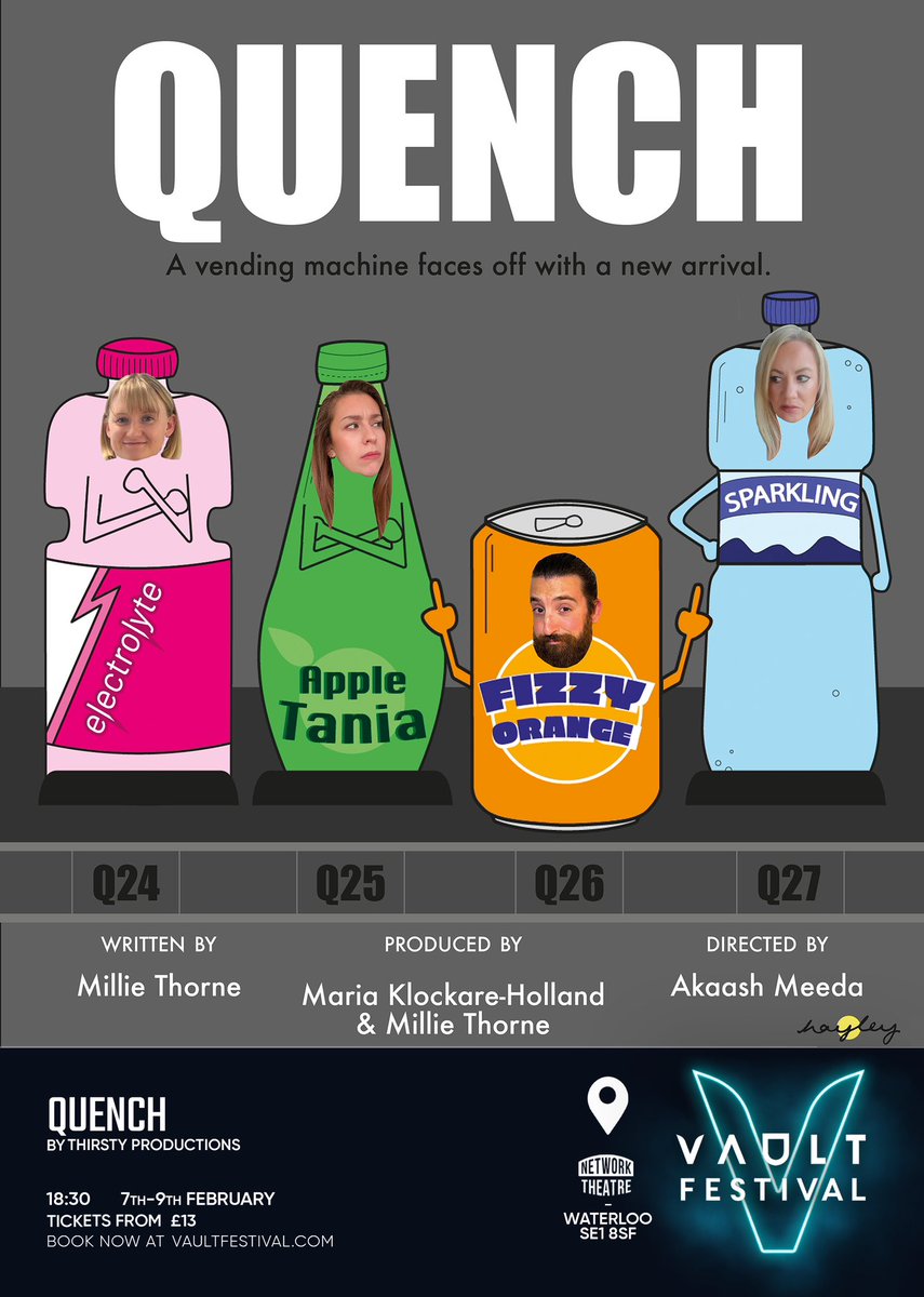 we open at the VAULTS on Tuesday and cannot wait! Would love to see you there @PlayQuench vaultfestival.com/events/quench/ 🍊🍏🫧⚡️