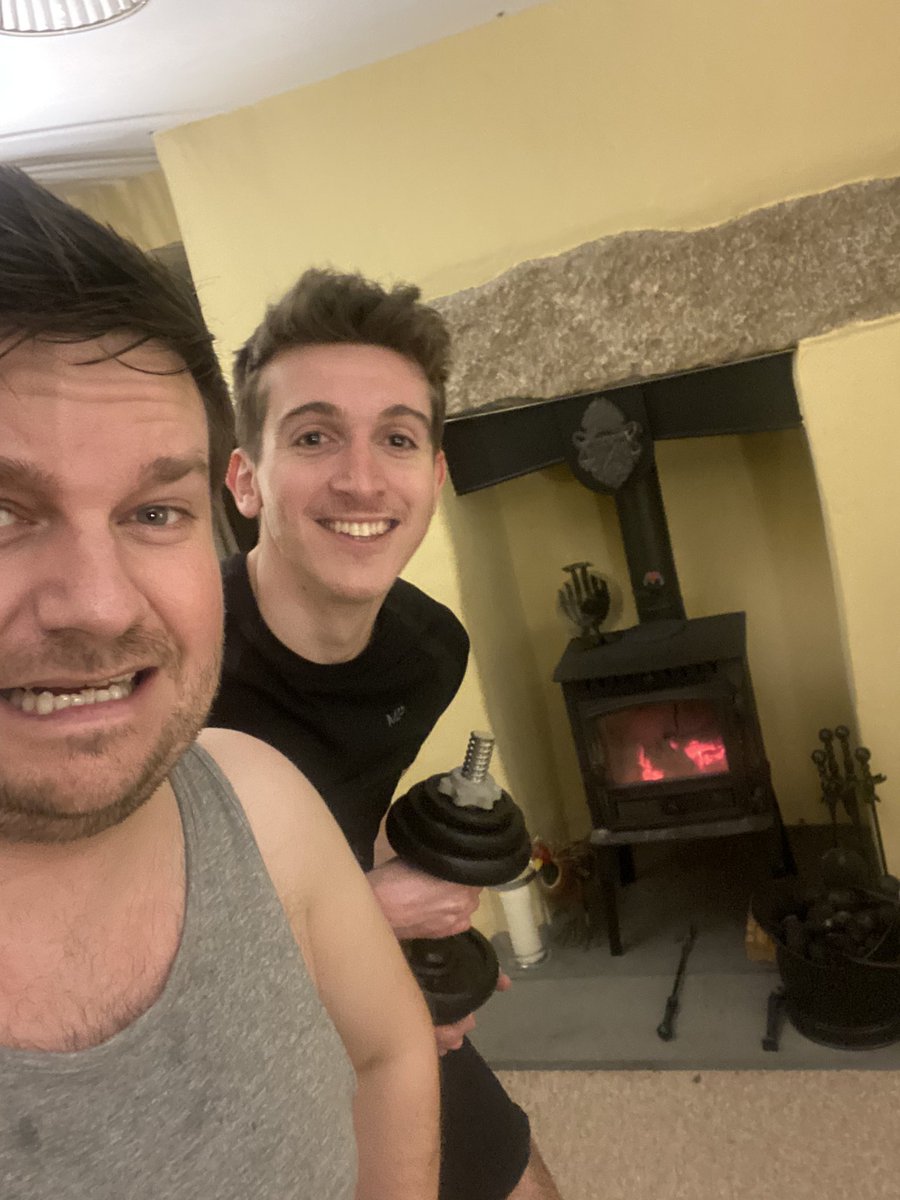 dundonradio's tweet photo. Day 2 of #hd28for28 in the world’s only gym with a log burner 🥵 @MattKnightMatt https://t.co/eizE7AcMmP