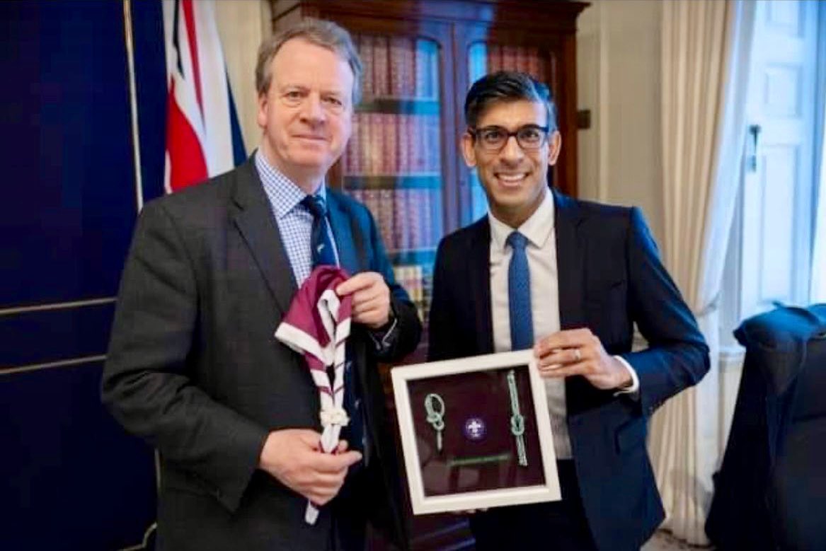 Sharkey_Scout's tweet photo. Delighted to see that the 18th Inverness (Muirtown) neckie and knot display box have made it into @RishiSunak’s Cabinet Office following his visit to the group https://t.co/2C7P6nztpS