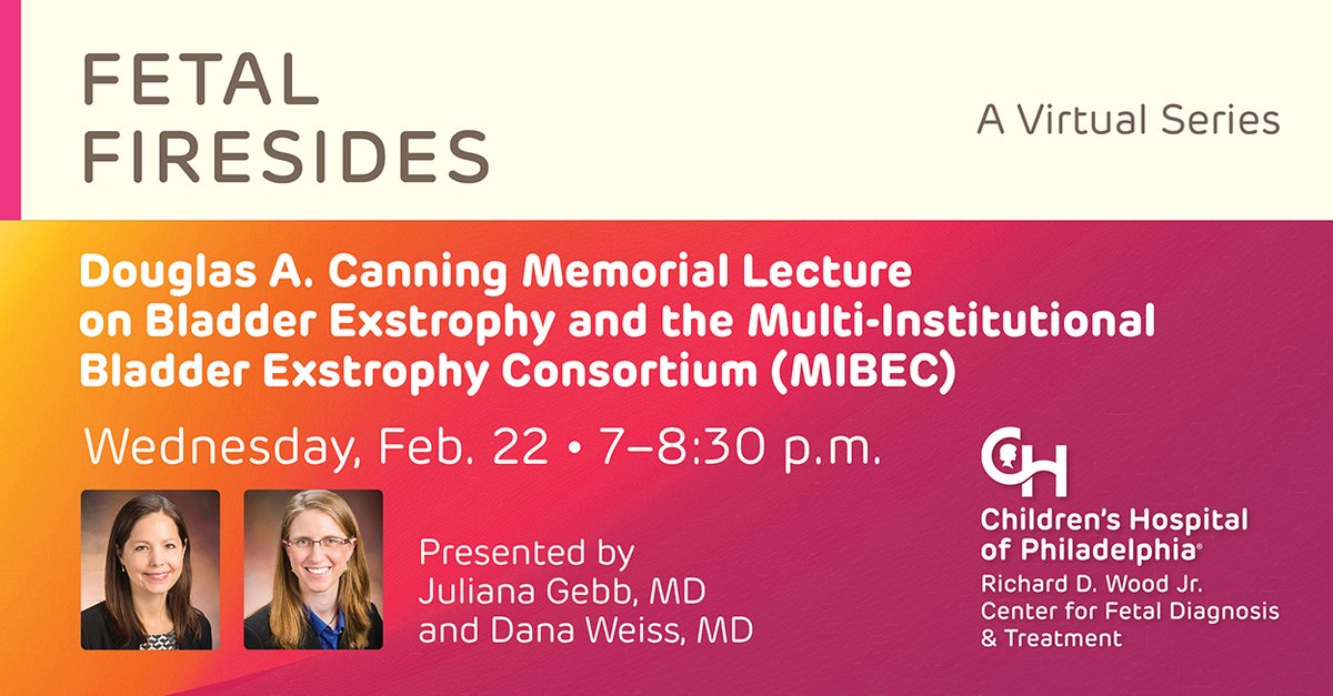 Join us Wednesday, 2/22., as two of our experts review bladder exstrophy &amp; the Multi-institutional Bladder Exstrophy Consortium (MIBEC). Sign up here: bit.ly/3joaMms.