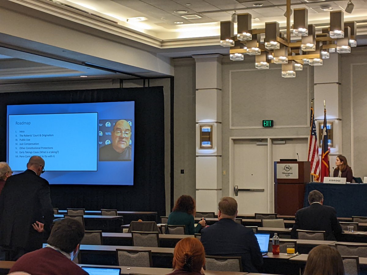invcondemnation's tweet photo. Because of the ice situation here in Austin, we've successfully shifted to a mixed format at the 40th @ALI_CLE Eminent Domain &amp; Land Valuation Conference, w/ presenters &amp; audience in the room, &amp; also remote. Thank you @ALI_CLE technical crew! us moving! #EminentDomain2023 https://t.co/I4zHZeZuHX
